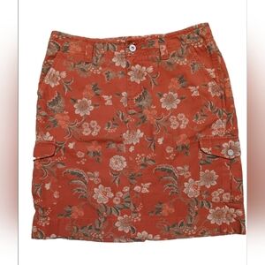 Eddie Bauer Floral Pencil Skirt - Orange and Cream
